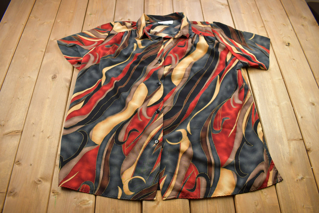 Vintage 1980s Abstract Pattern Button Up Shirt