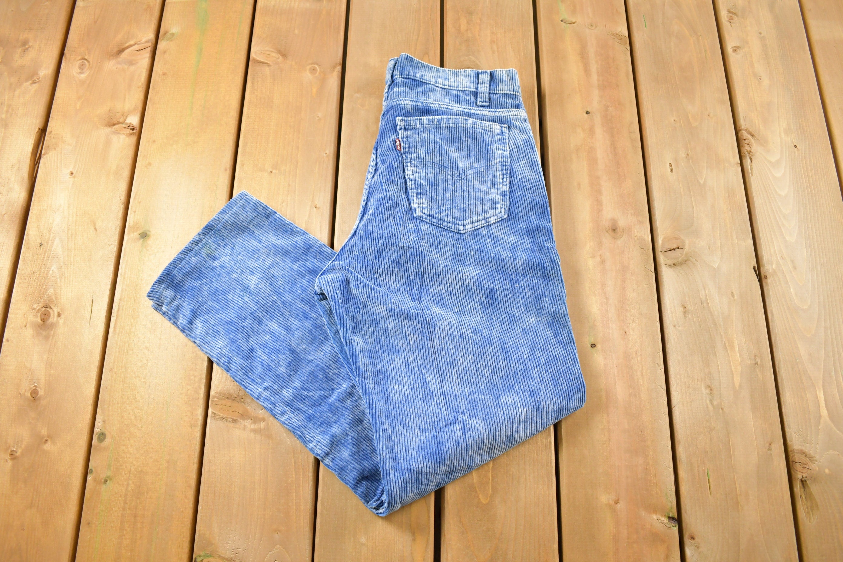 Vintage 1970s Levi's Blue Corduroy Pants Size 30 x 28