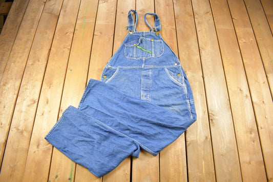 Vintage 1990s KEY Imperial Distressed Denim Jean Overalls Size 37 x 28 / Vintage Overalls / Distressed Workwear / Vintage Workwear