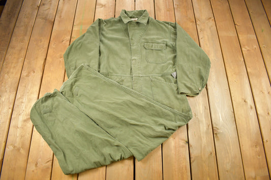 Vintage 1992 US Military Type 1 Sateen Coveralls Jumpsuit Size X-Large / Vintage Coveralls / Militaria / Distressed Coveralls / Sage Green