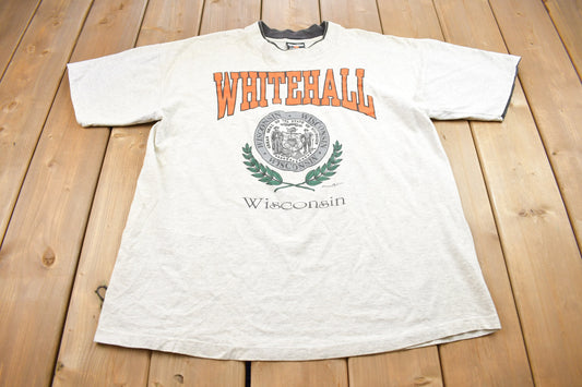 Vintage 1990s Whitehall Wisconsin Souvenir T Shirt / Yellowing / Streetwear / Rare Vintage / Vacation Tee / Travel T Shirt / Made in USA