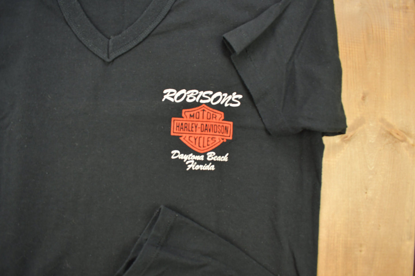 Vintage 1990s Robinson's Harley Davidson Daytona Beach Florida V-Neck T-Shirt