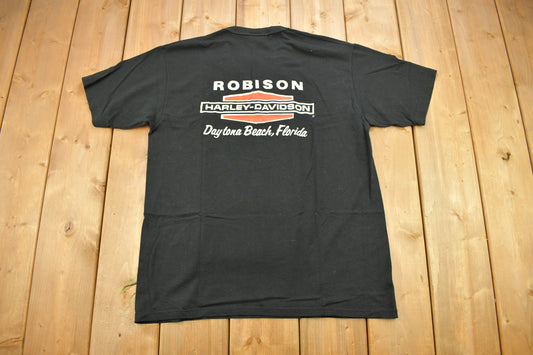 Vintage 1990s Robinson's Harley Davidson Daytona Beach Florida V-Neck T-Shirt