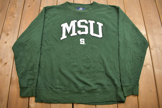 Vintage 1990s Michigan State University Collegiate Crewneck / Embroidered / NCAA Sweatshirt / Sportswear / Americana