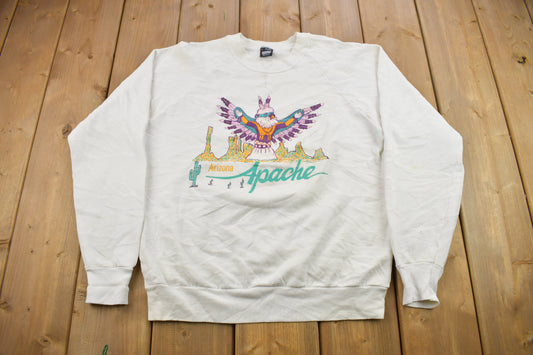 Vintage 1990s Arizona Apache Tribal Theme Crewneck Sweatshirt / 90s Crewneck / Souvenir Sweater / Made in USA / Travel And Vacation