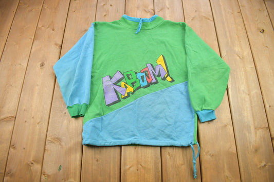 Vintage 1990s "Kaboom" Colorful Graphic Two-Tone Sweatshirt / 90s Sweater / Streetwear / Embroidered