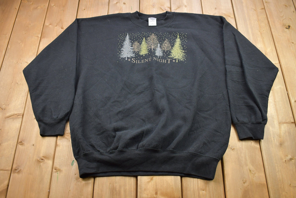 Vintage 1990s "Silent Night" Trees Snow Theme Christmas Sweater