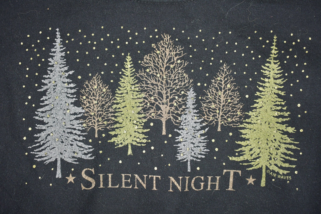 Vintage 1990s "Silent Night" Trees Snow Theme Christmas Sweater