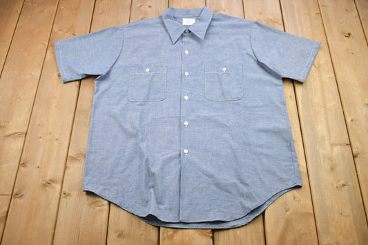 Vintage 1990s Blank Simple Button Up T-Shirt / 1990s Button Up / Vintage Flannel / Basic Button-Up