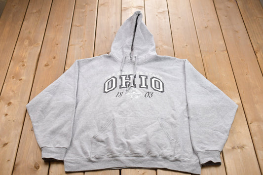 Vintage 1990s Ohio Buckeye State Hoodie Sweatshirt / 90s Hoodie / Souvenir Sweater / Streetwear / Travel And Vacation