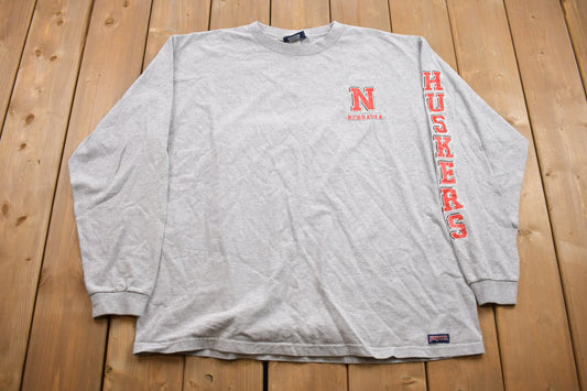 Vintage 1990s University of Nebraska Cornhuskers Collegiate Long Sleeve / NCAA Sweatshirt / Sportswear / Americana