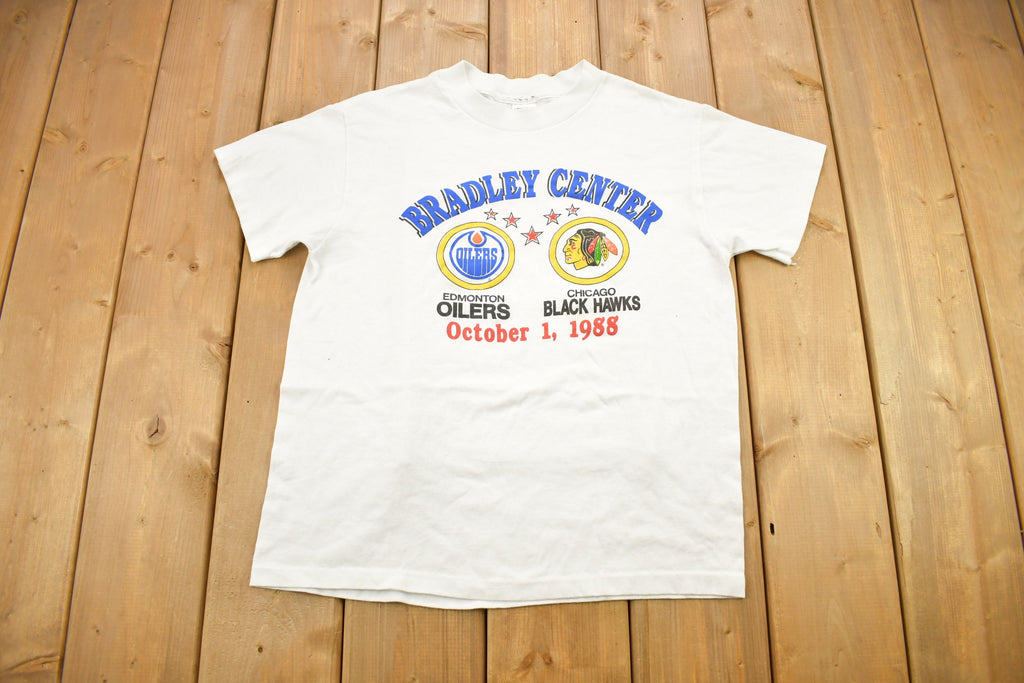 Vintage 1988 Edmonton Oilers Vs Chicago Blackhawks NHL Graphic T-Shirt