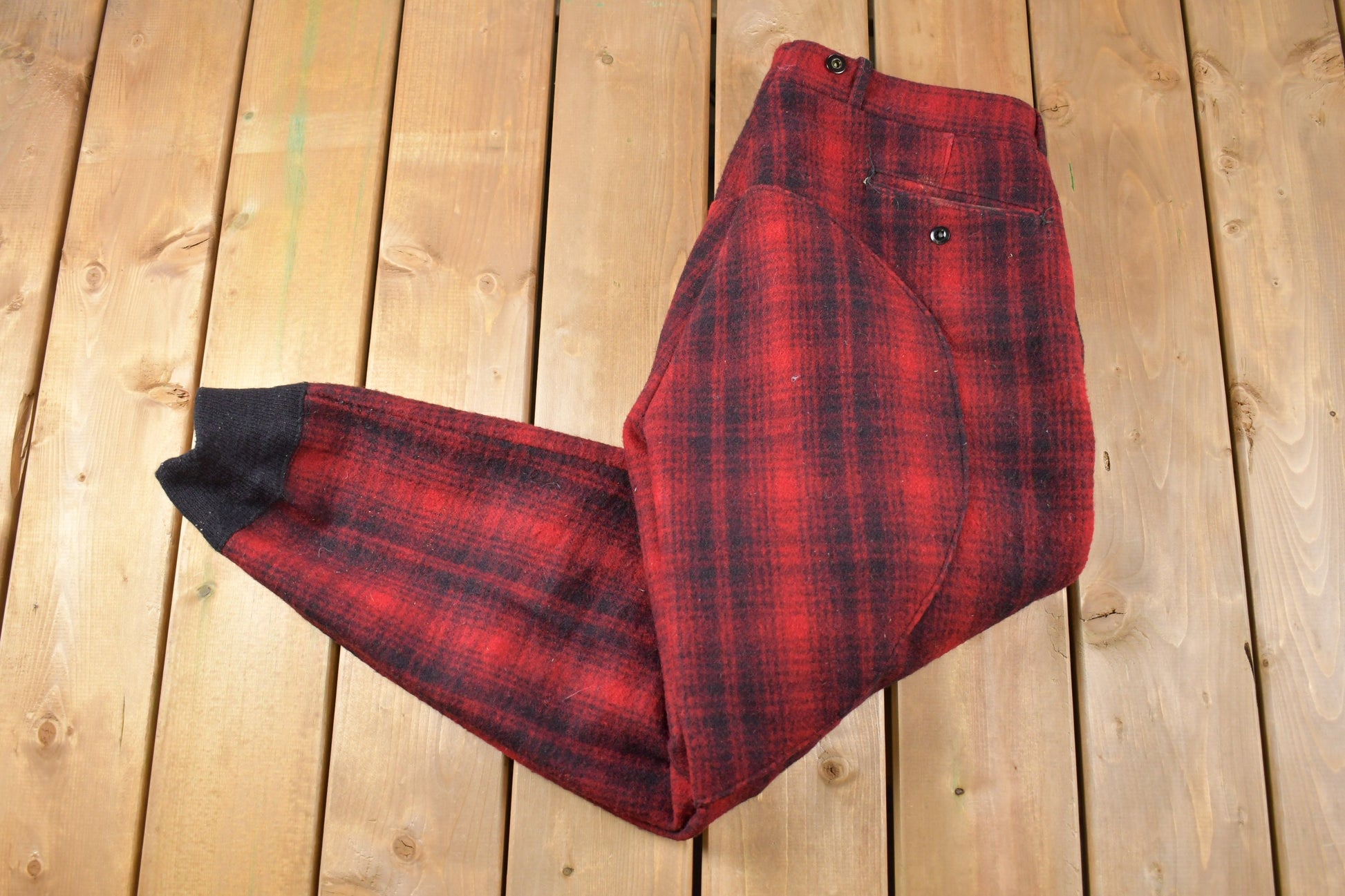 Vintage 1950s Woolrich Red Buffalo Plaid Heavy Pants Size 34 x 30