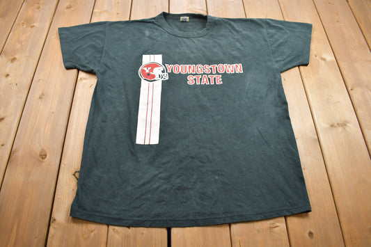 Vintage 1990s Russell Athletics Youngstown State Penguins University Collegiate T-Shirt / NCAA Tee / Americana / Sportswear /