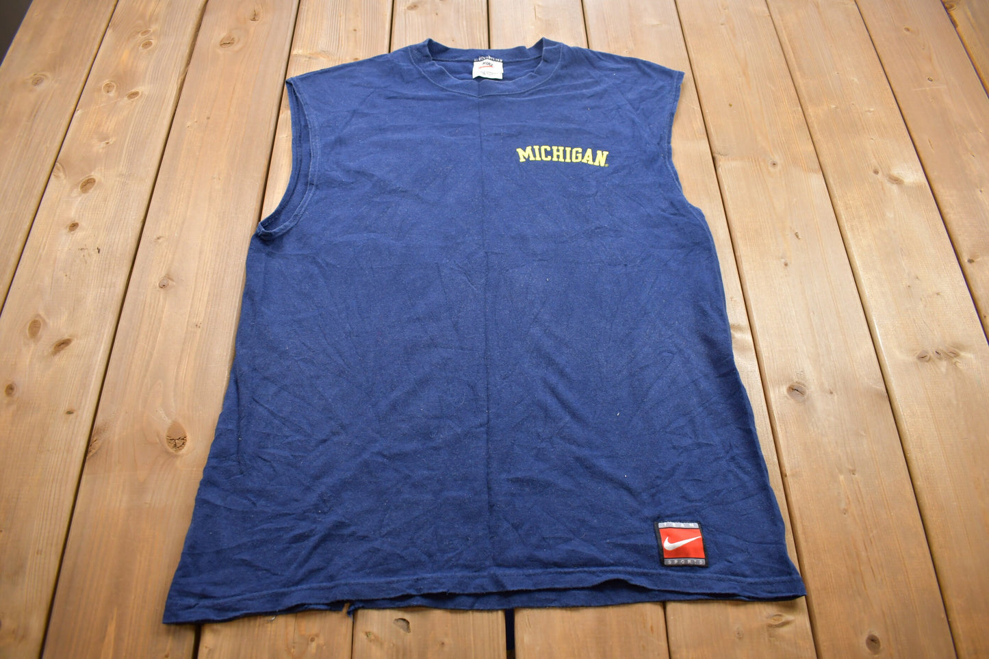 Vintage 1990s Nike Michigan University Wolverines Collegiate Tank Top Shirt / Made in US / NCAA Tee / Americana / Sportswear / Vintage Nike