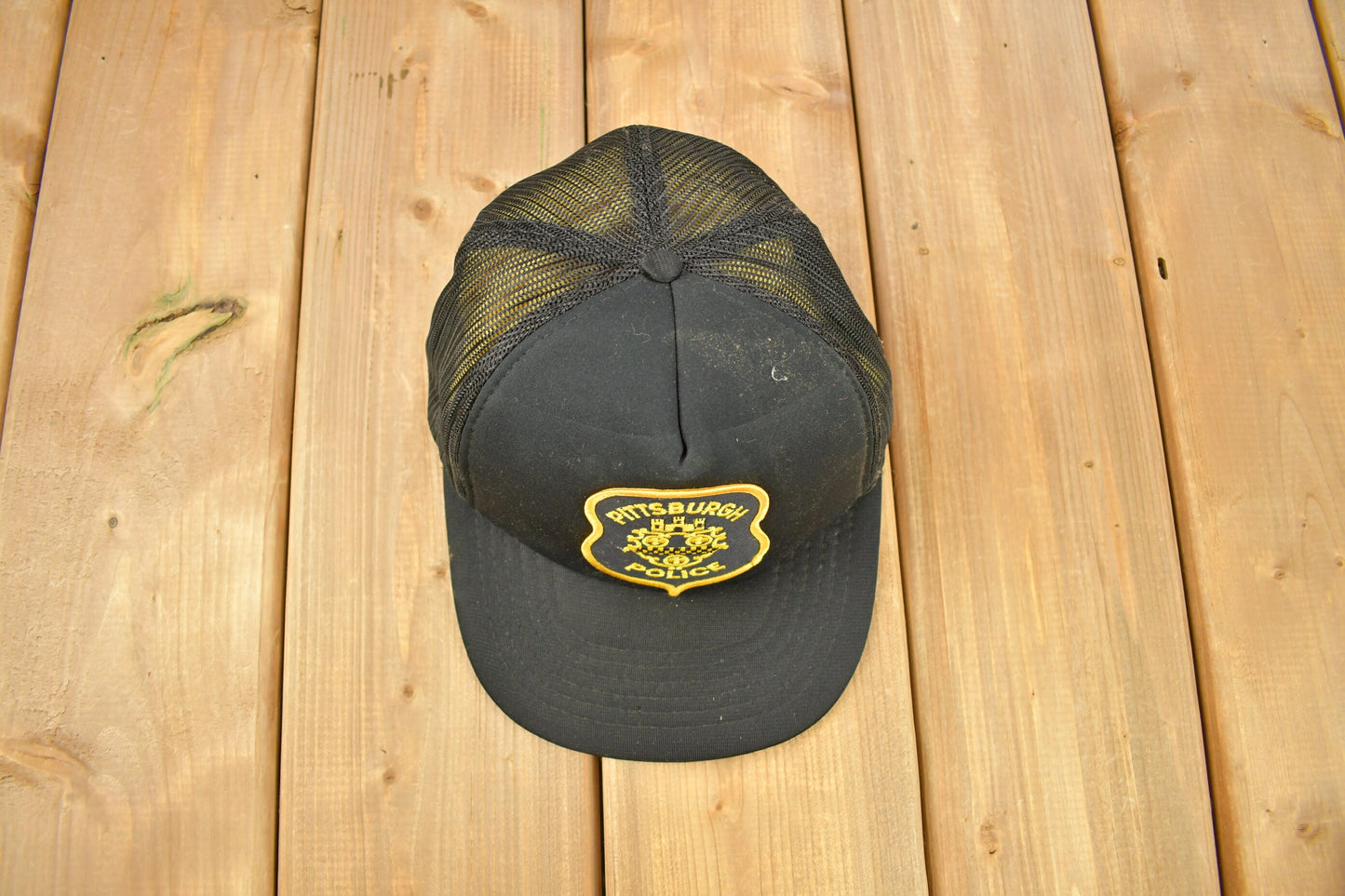 Vintage 1990s Pittsburgh Police Embroidered Trucker Hat / OSFA / 90s Mesh Trucker Hat / Vintage Snap Back / Souvenir Cap / Summer Hat