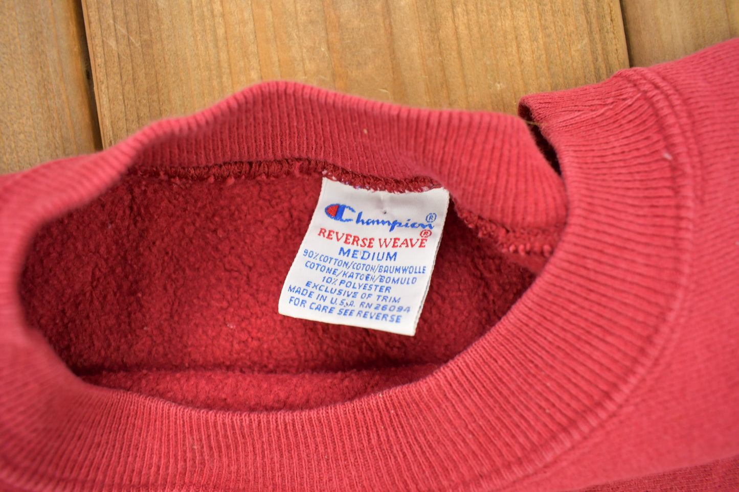 Vintage 1990s Red Champion Reverse Weave Crewneck / Embroidered / Vintage Champion / Streetwear / Made In USA / Sportswear