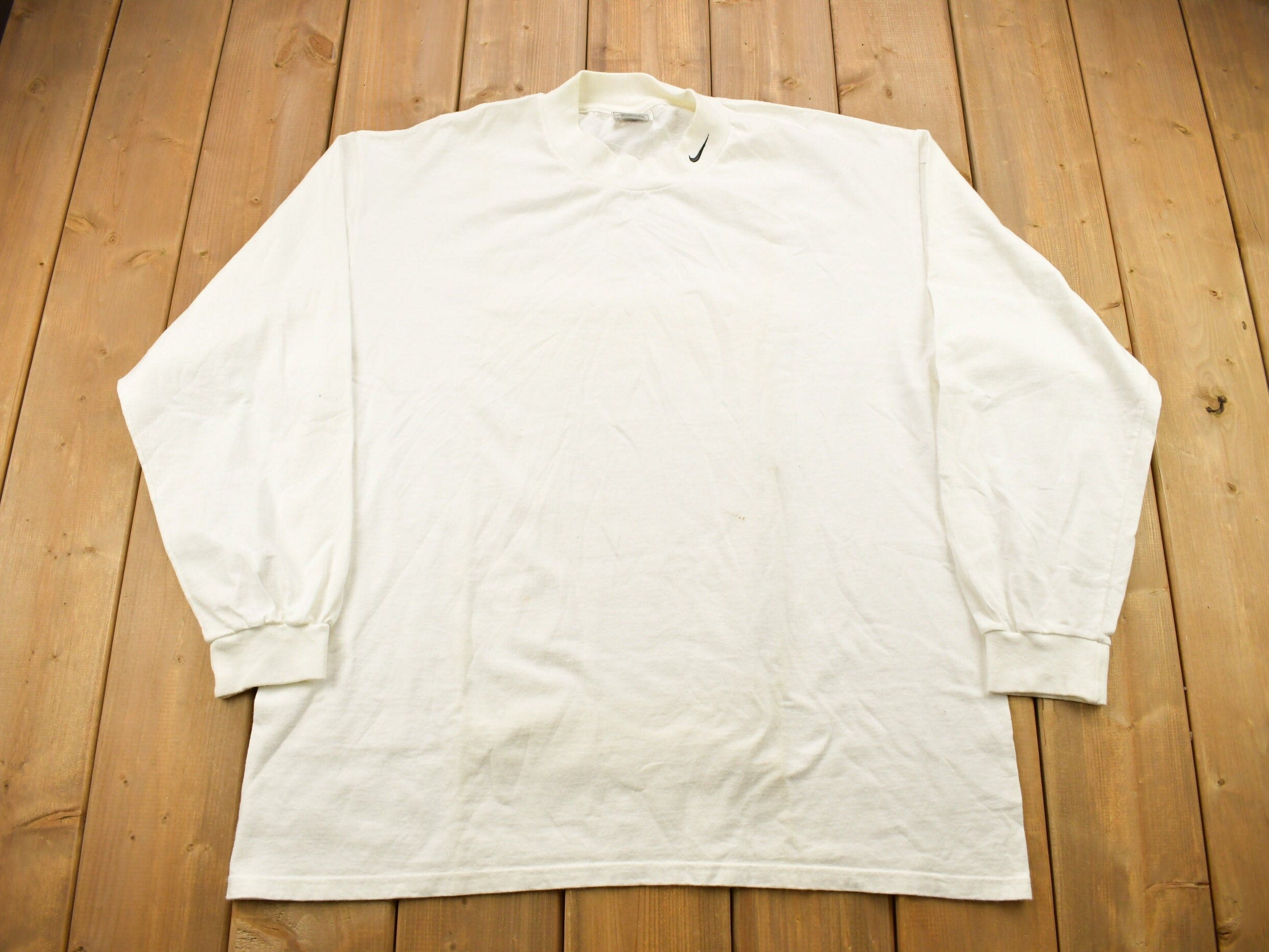 Vintage 1990s Nike Embroidered Mini Swoosh Mock Neck Shirt