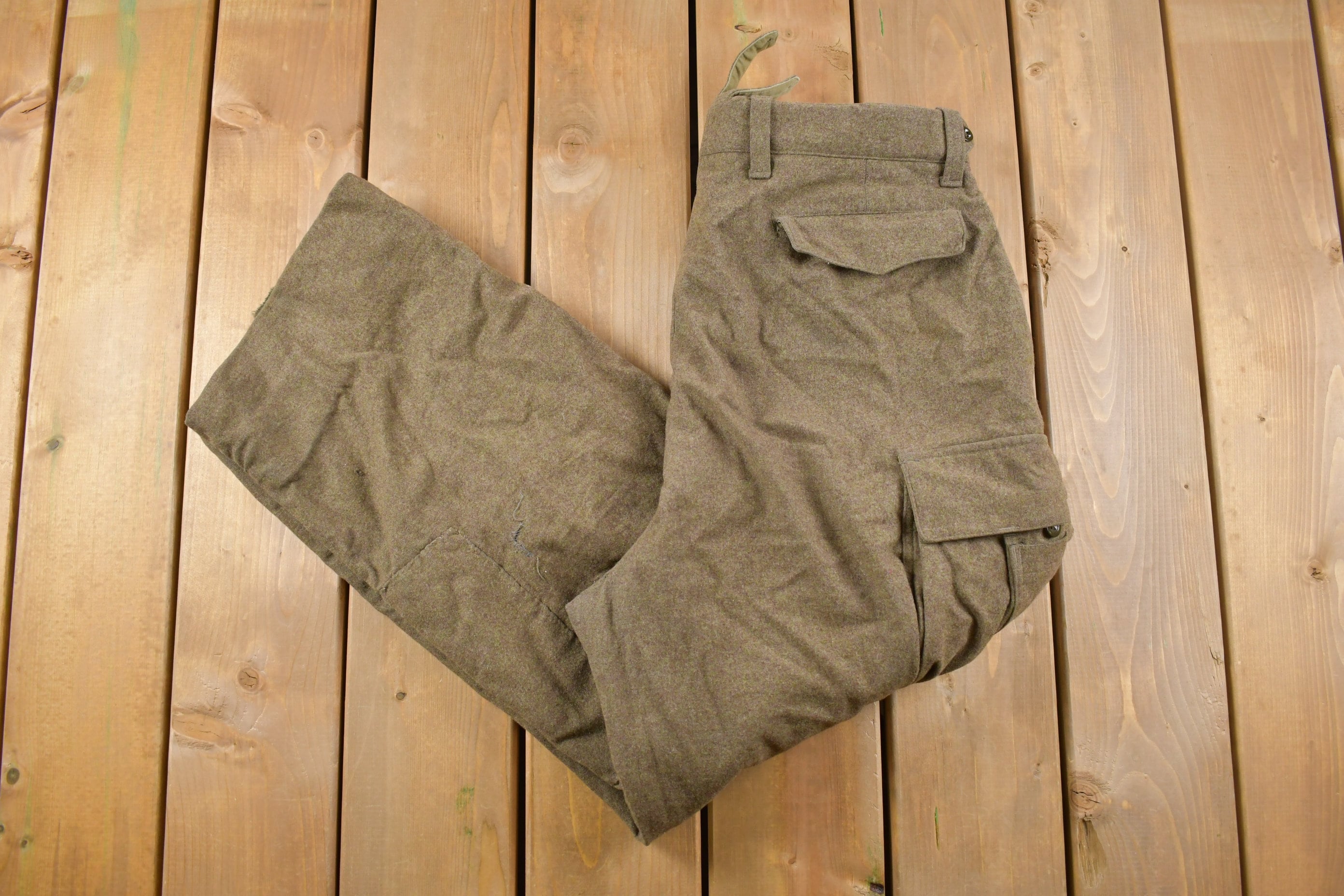 Vintage 1960s Rübezahl Bekleidung Military Wool Cargo Pocket Pants