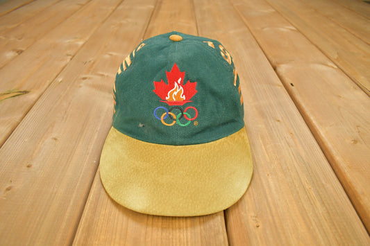 Vintage 1996 Atlanta Olympics 6 Panel Strap Back Hat / OSFA / 90s Snap Back / Vintage Hat / Embroidered / Paisley Brim