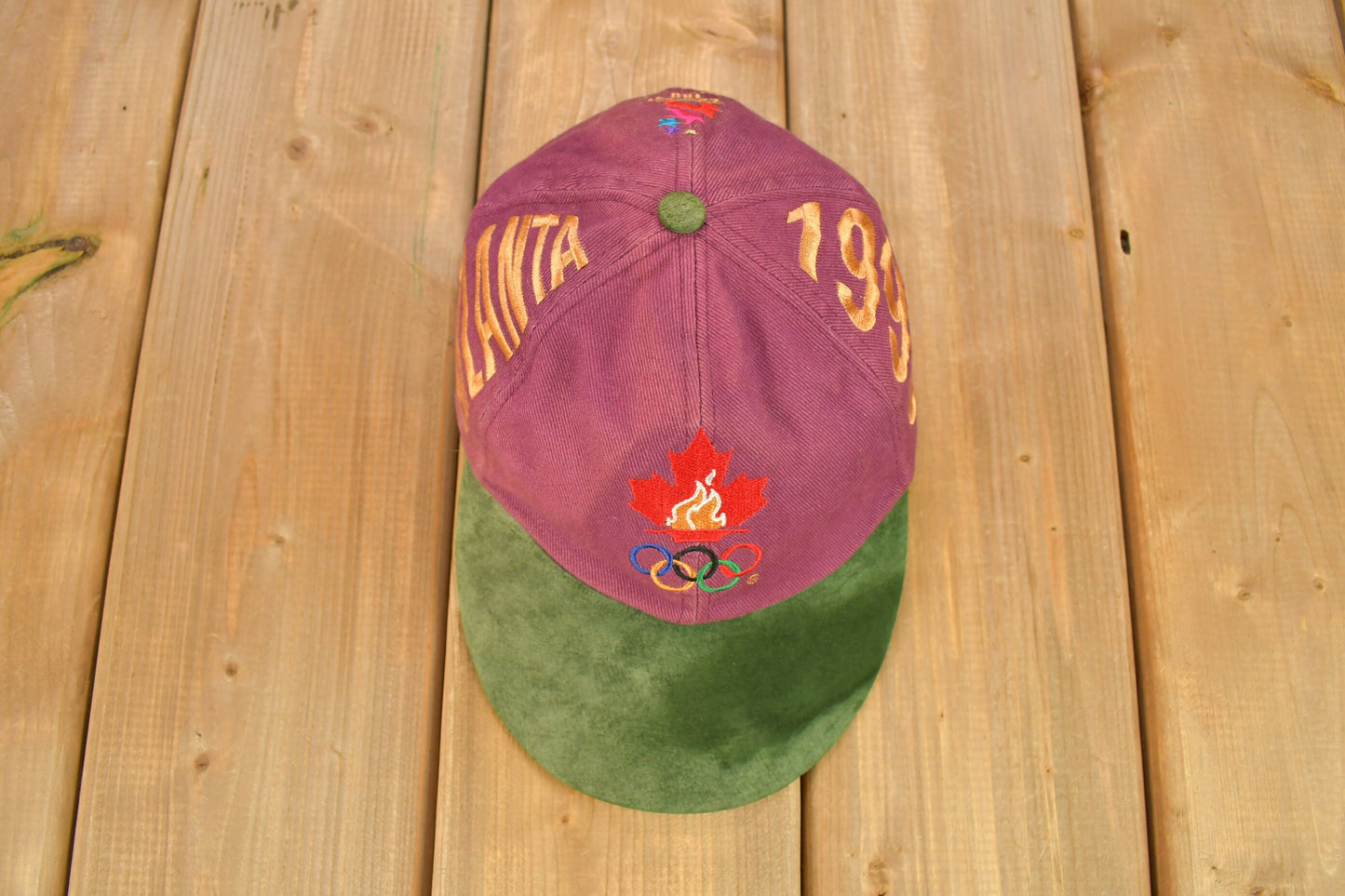 Vintage 1996 Atlanta Olympics 6 Panel Purple Strap Back Hat / OSFA / 90s Snap Back / Vintage Hat / Embroidered / Paisley Brim