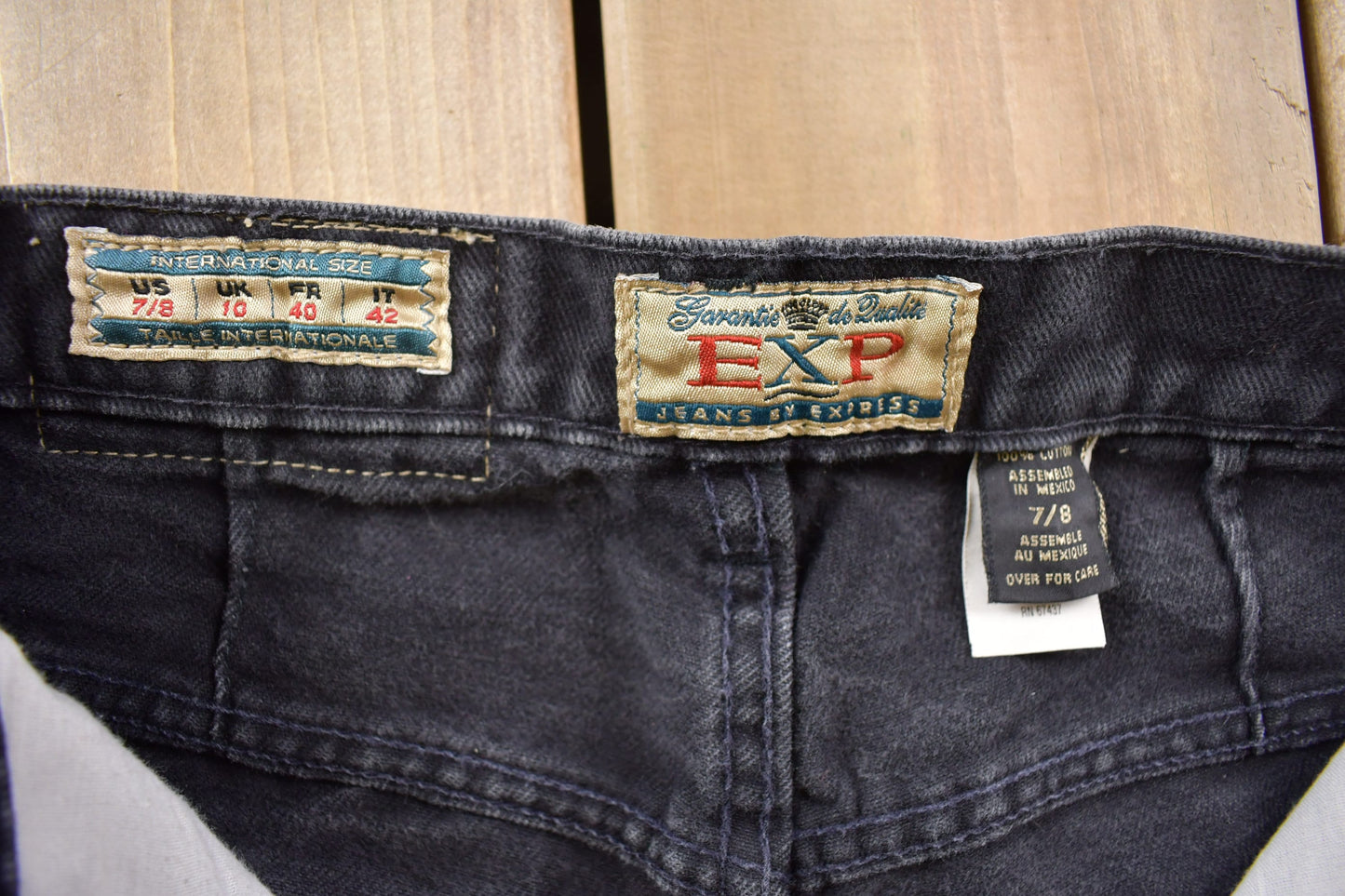 Vintage 1990s EXP Express High-Waisted Black Denim Jeans Size 32 x 31 / High Waist / Streetwear / Vintage Pants