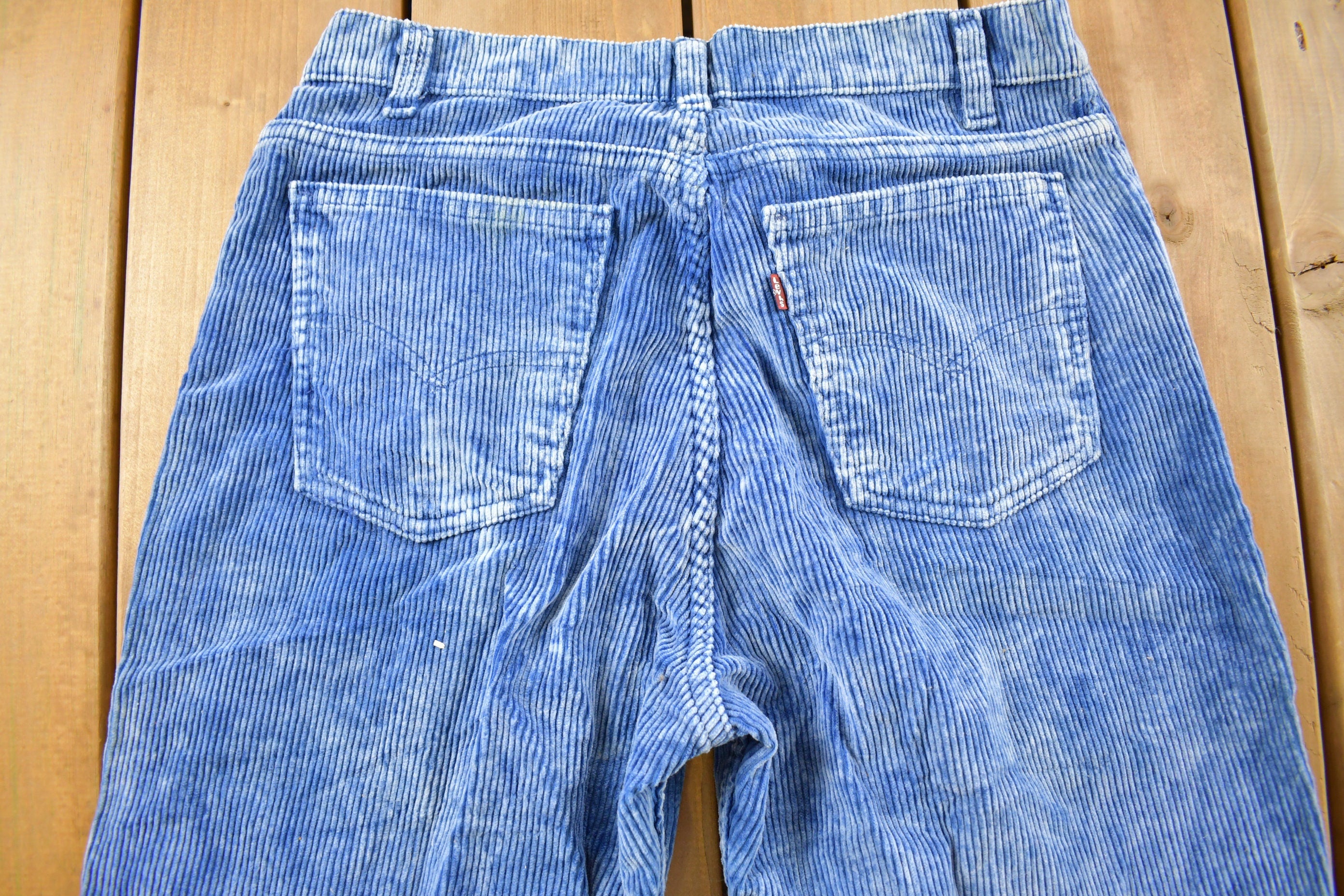 Vintage 1970s Levi's Blue Corduroy Pants Size 30 x 28