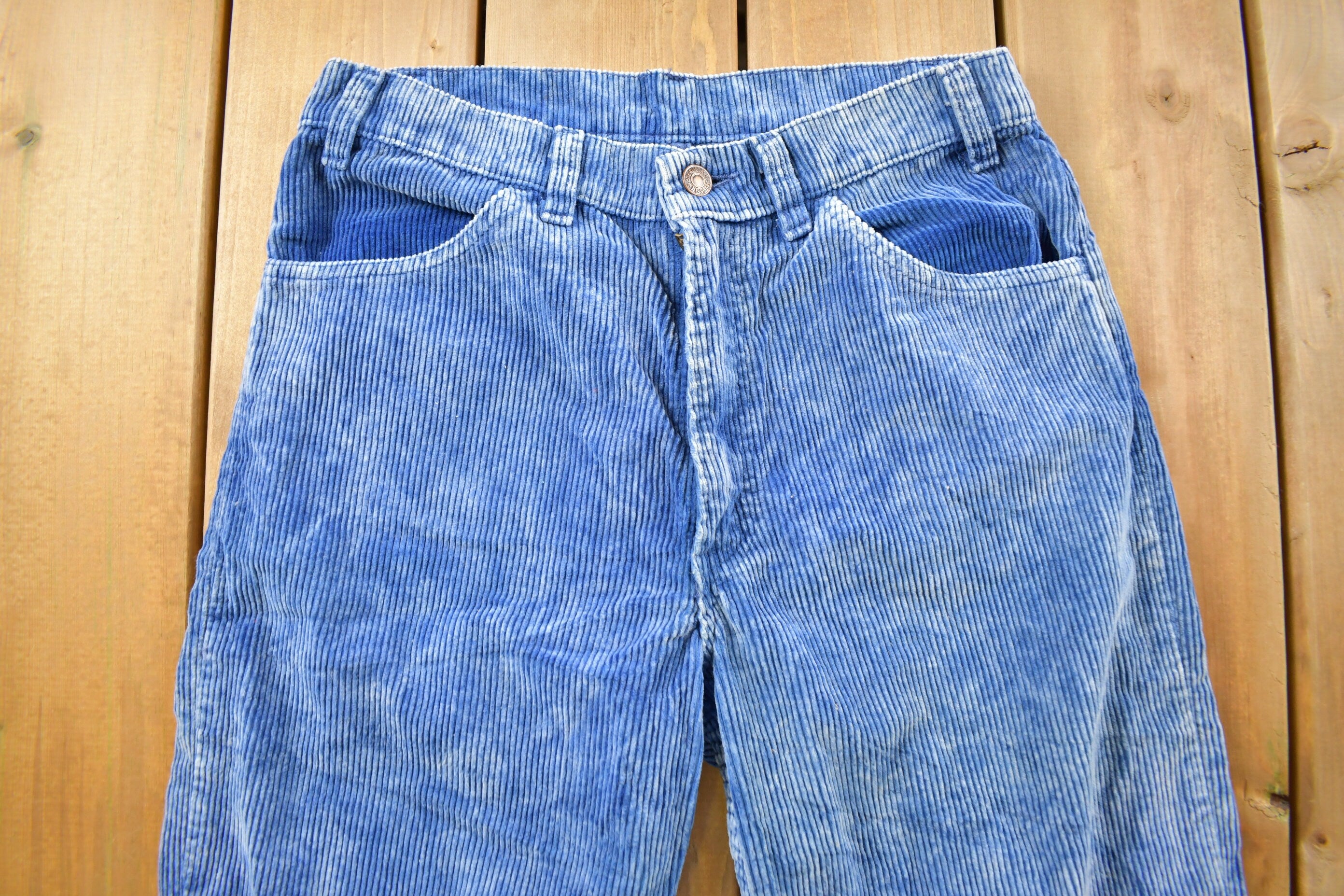 Vintage 1970s Levi's Blue Corduroy Pants Size 30 x 28