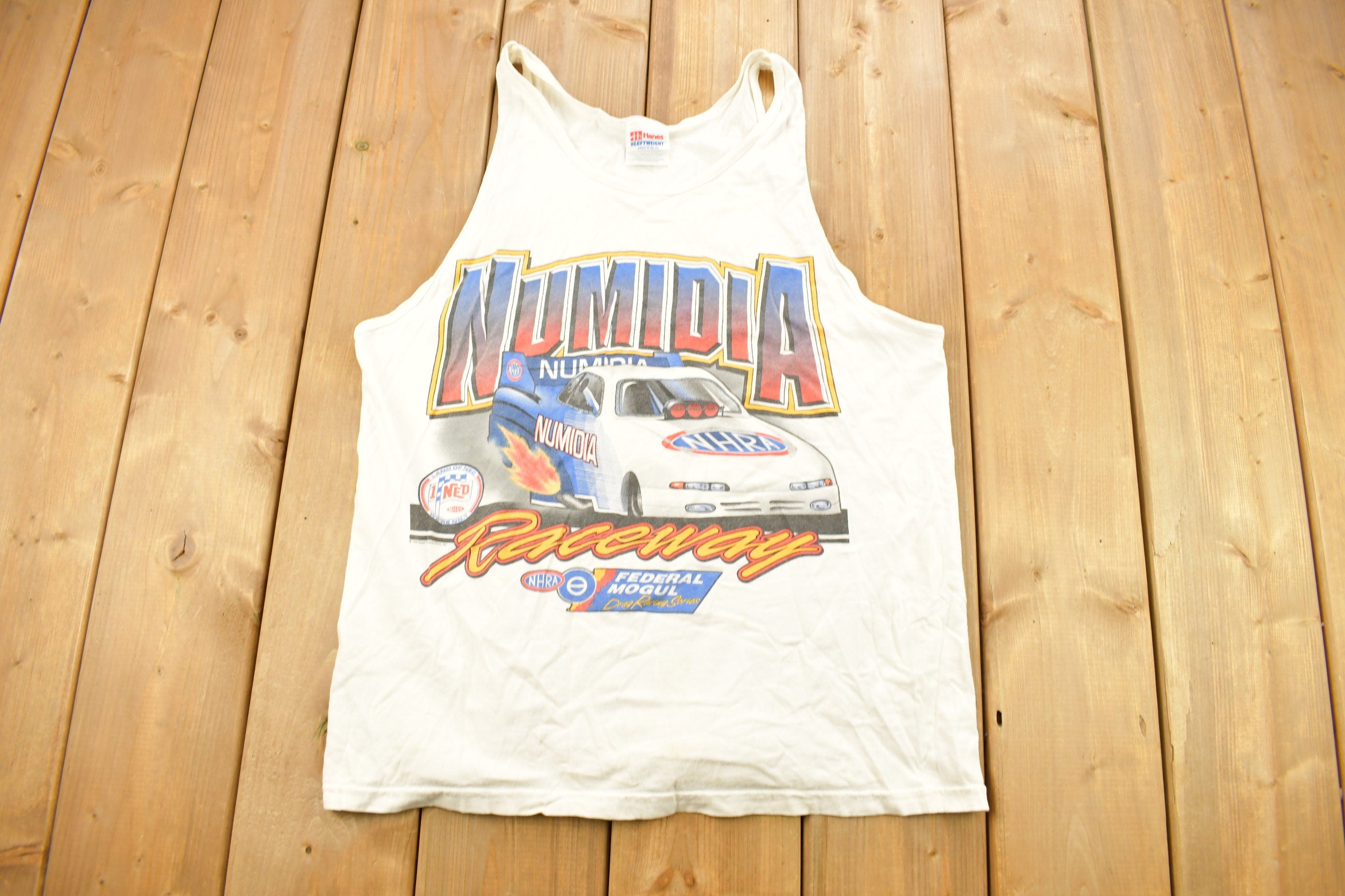 Vintage 1990s Numidia  Racing Graphic Tank Top Shirt