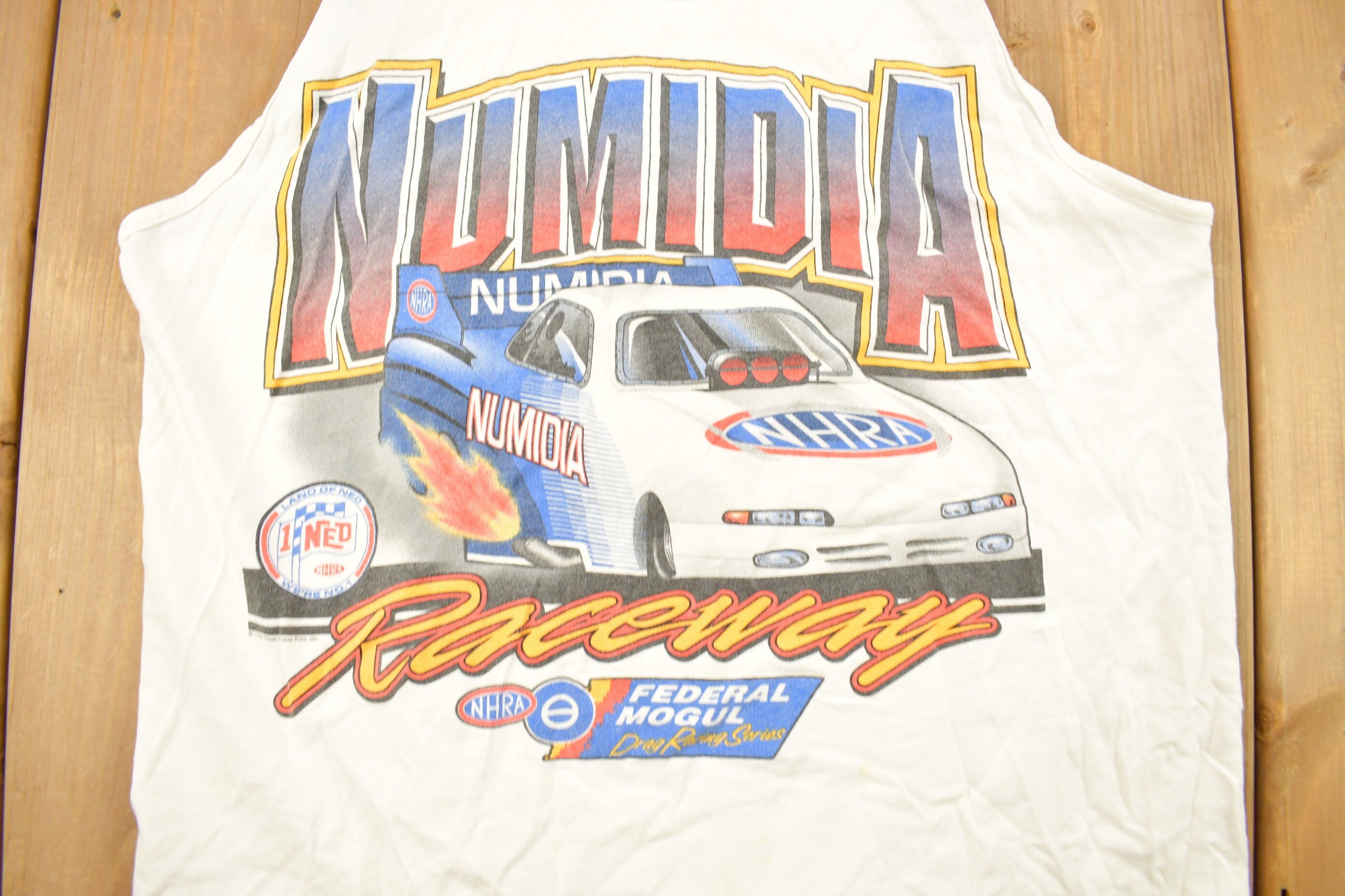 Vintage 1990s Numidia  Racing Graphic Tank Top Shirt