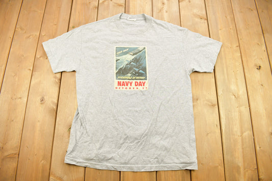 Vintage 1990s Navy Day Graphic T Shirt / Vintage T Shirt / Graphic Tee / Vintage Militaria / US Navy Shirt / Spearhead Of Victory