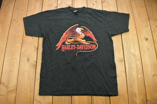 Vintage 2002 Warren Harley Davidson Cortland Ohio T-Shirt / Made In USA / Biker Tee / Souvenir T Shirt / Devil Eagle Graphic