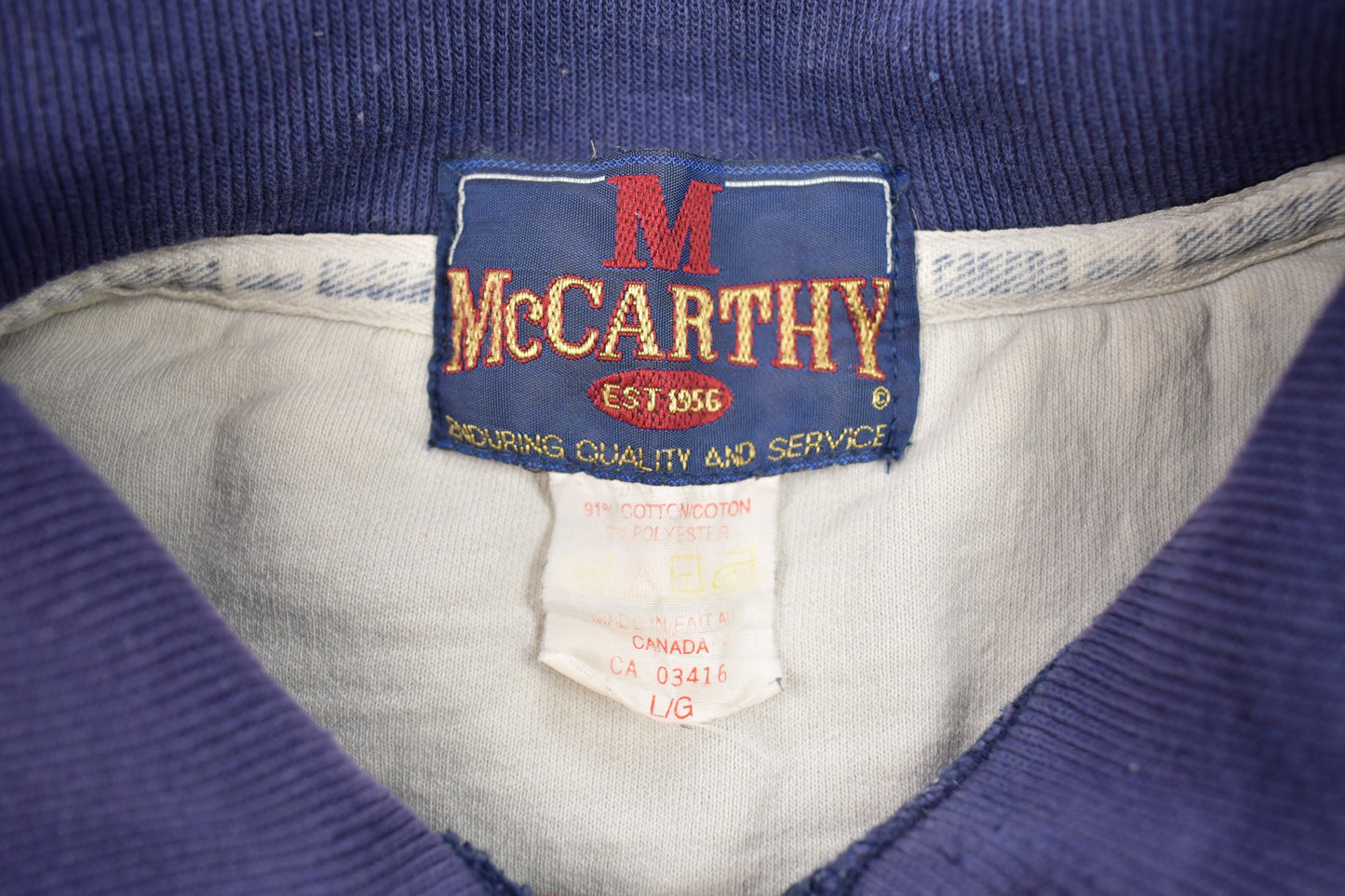 Vintage 1990s McCarthy Blank Quarter-Button Sweatshirt Made in Canada / 90s Sweatshirt/ Made In Canada/ Essential / Streetwear / 90s Blank