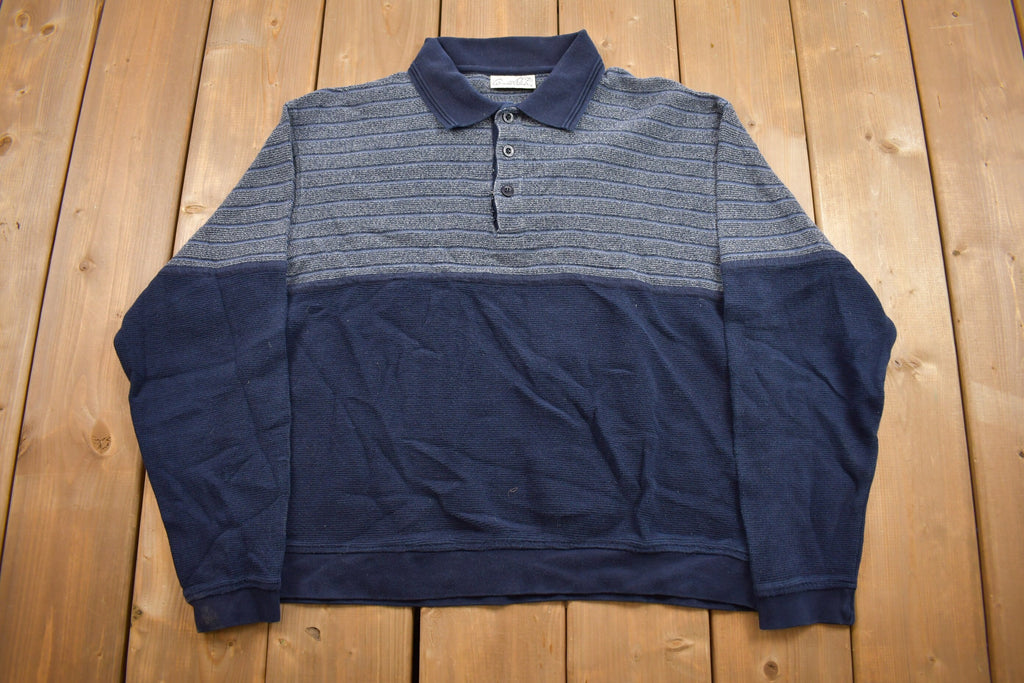 Vintage 1990s 100% Cotton Blank Quarter-Button Sweatshirt