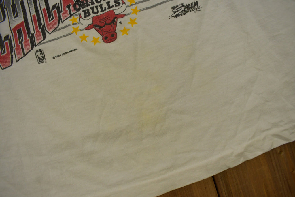 Vintage 1991 Chicago Bulls NBA World Champions T-Shirt Salem Made In USA