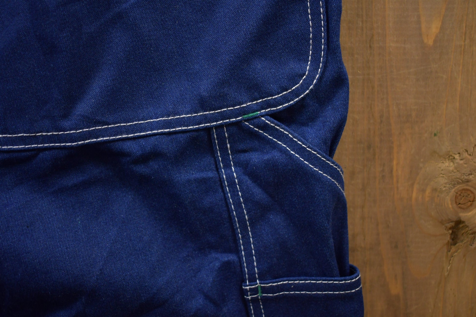 Vintage 1990s Liberty Denim Blue & Green Jean Overalls Size 42 x 30