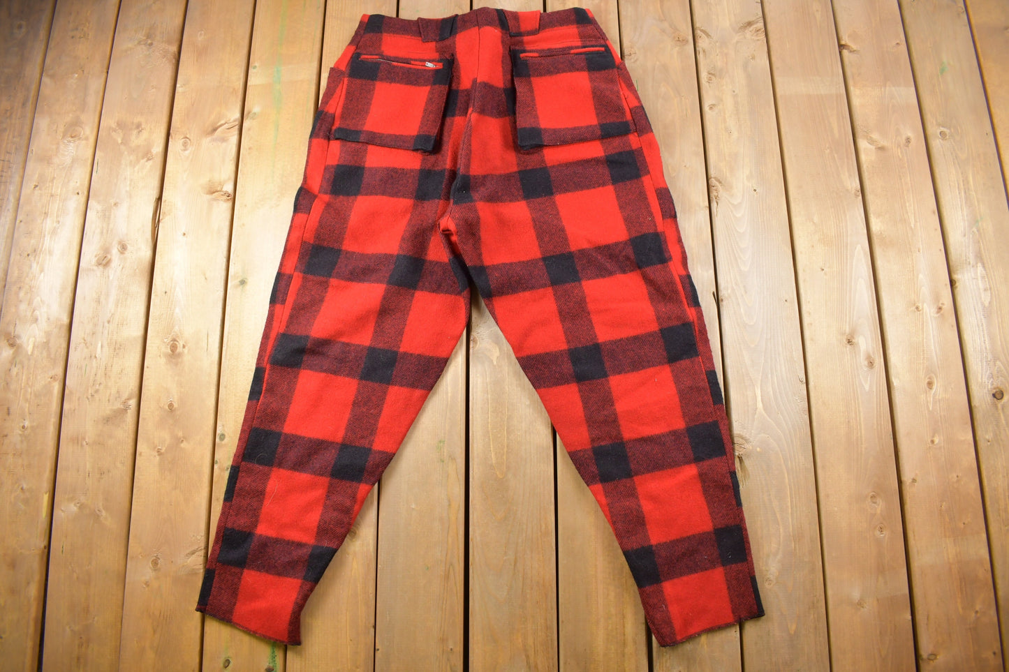 Vintage 1950s Hirsch Weis Red Plaid Wool Trousers 36 x 31