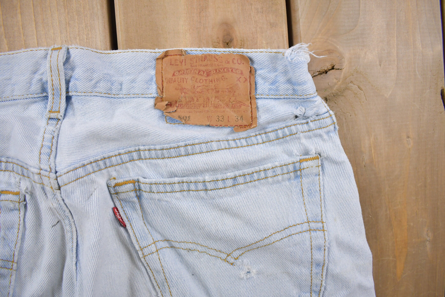 Vintage 1990s Levi's 501 Red Tab Distressed Denim Jeans Size 30 x 32