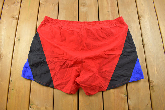 Vintage 1980s Ez Gear Color Block Swimming Shorts Size 1XL / Bathing Suit / Swim Shorts / American Vintage / Streetwear/ Jorts