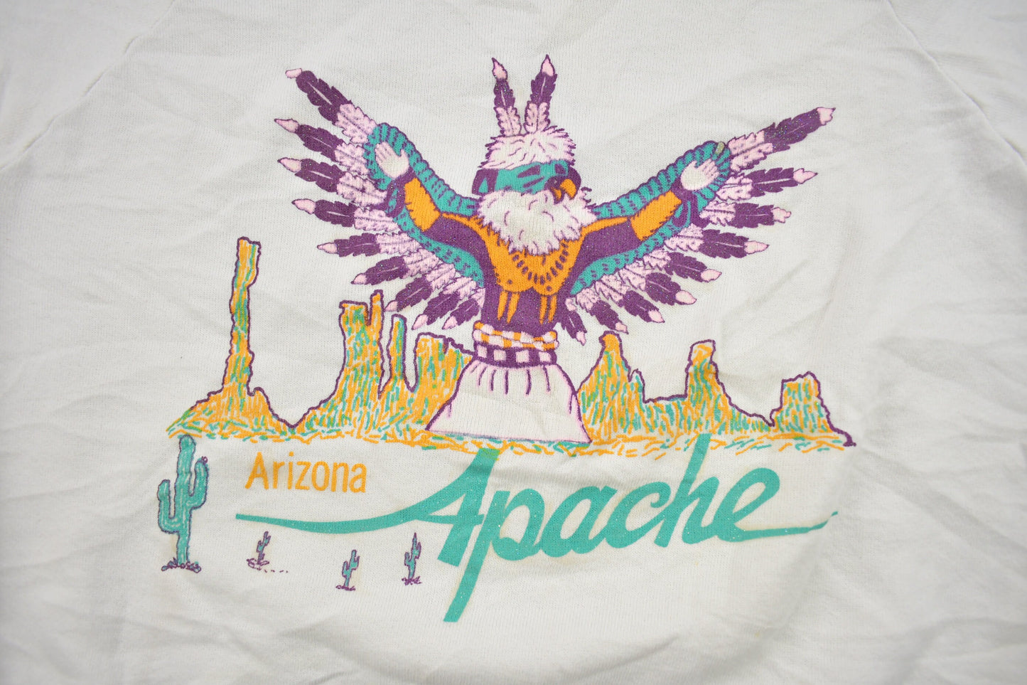 Vintage 1990s Arizona Apache Tribal Theme Crewneck Sweatshirt / 90s Crewneck / Souvenir Sweater / Made in USA / Travel And Vacation