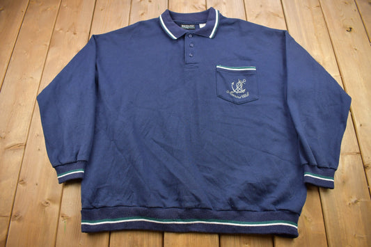 Vintage 1990s Marine Club Rugby Sweatshirt / Vintage Sweatshirt / Streetwear / Flag Rugby / Green & Blue