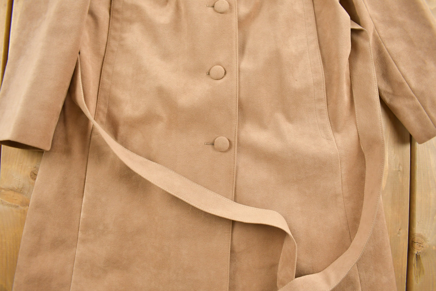 Vintage 1980s Olympic Suede Leather Trench Coat / Size 12 / Leather Coat / Long Jacket / Streetwear Fashion / Suede Jacket