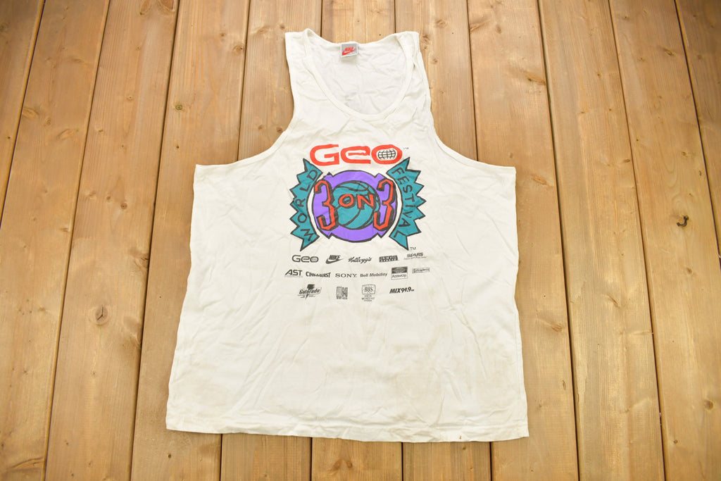 Vintage 1990s 3 On 3 World Festival Graphic Tank Top Shirt