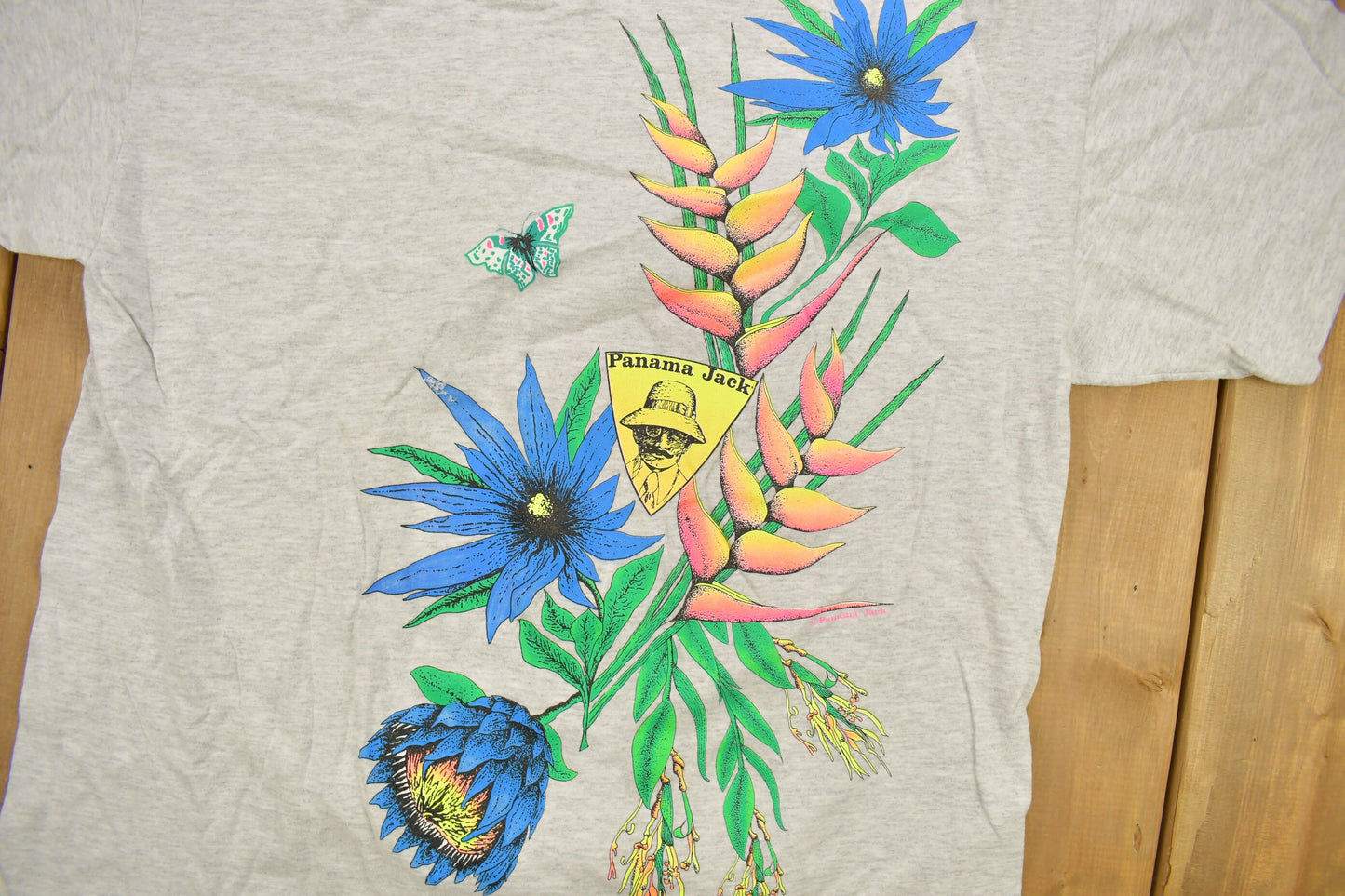 Vintage 1990s Panama Jack Tropical Flower Graphic T-Shirt / Streetwear / Made In USA / Vacation Tee / Travel & Tourism / Single Stitch