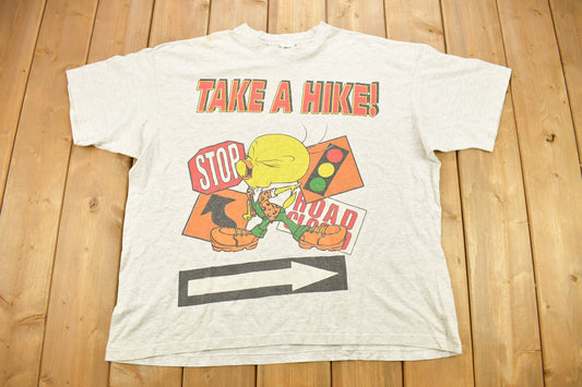 Vintage 1997 Tweety "Take A Hike" Graphic Cartoon Promo T-Shirt / 90s Graphic Tee / TV Promo T Shirt / Warner Bros / Single Stitch