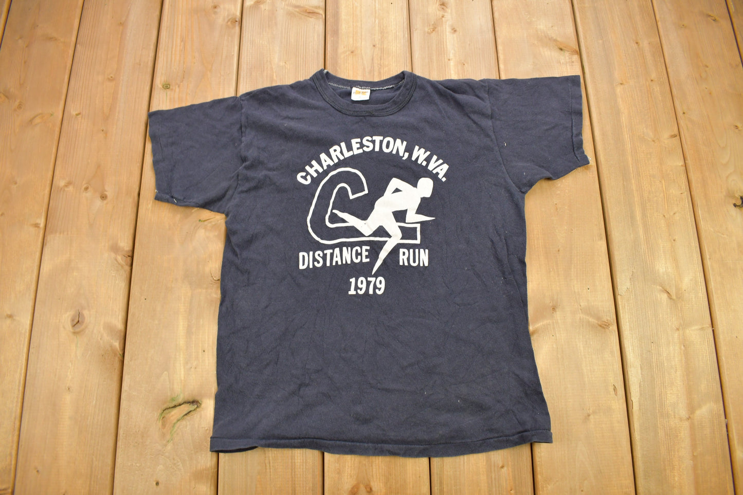 Vintage 1979 Charleston West Virginia Distance Run Graphic T Shirt / Russell Athletics / Graphic Tee / Single Stitch / Made In USA