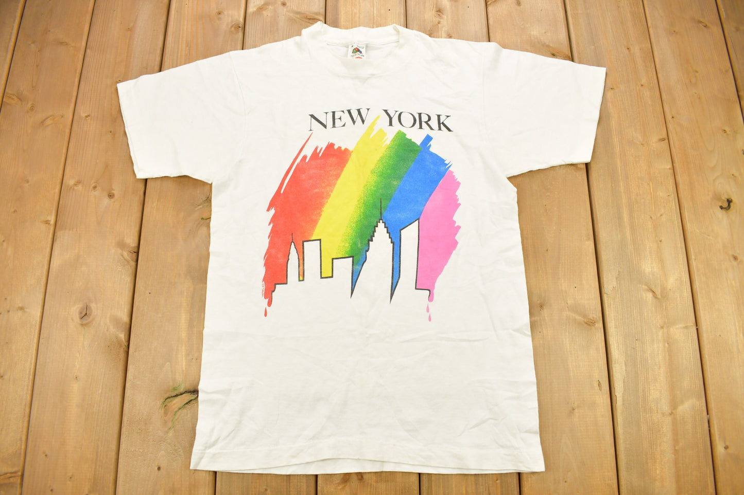 Vintage 1987 New York Rainbow Theme Souvenir T Shirt / Streetwear / Made In USA / Vacation Tee / Travel T Shirt / Single Stitch