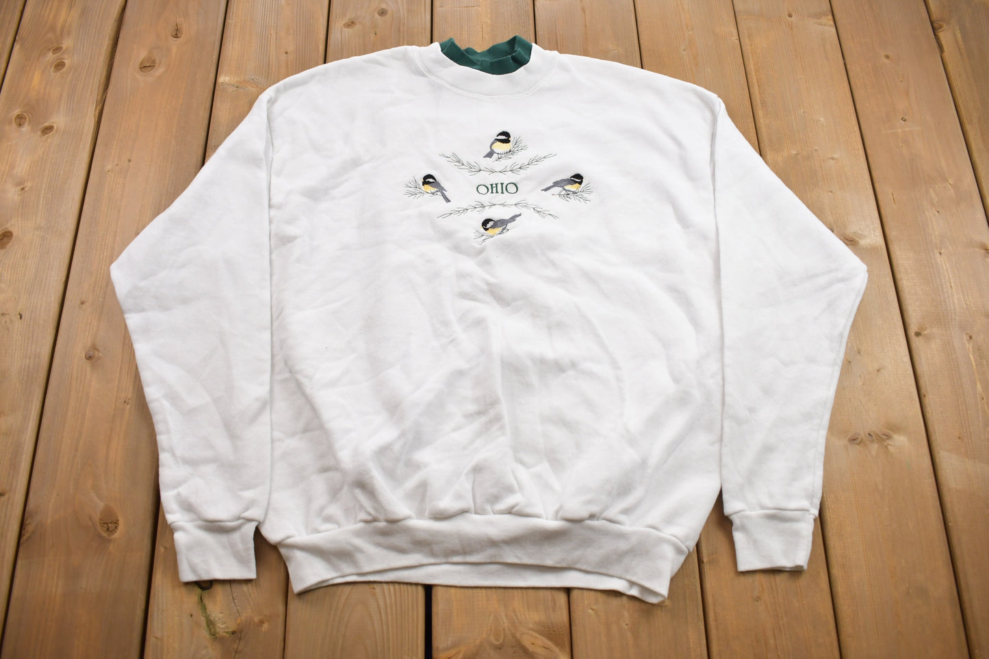 Vintage 1990s Ohio Birdwatching Theme Embroidered Crewneck Sweatshirt / 90s Crewneck / Souvenir Sweater / Streetwear / Travel And Vacation