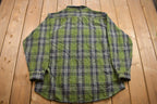 Vintage 1990s 100% Cotton Striped Plaid Flannel Button Up Shirt