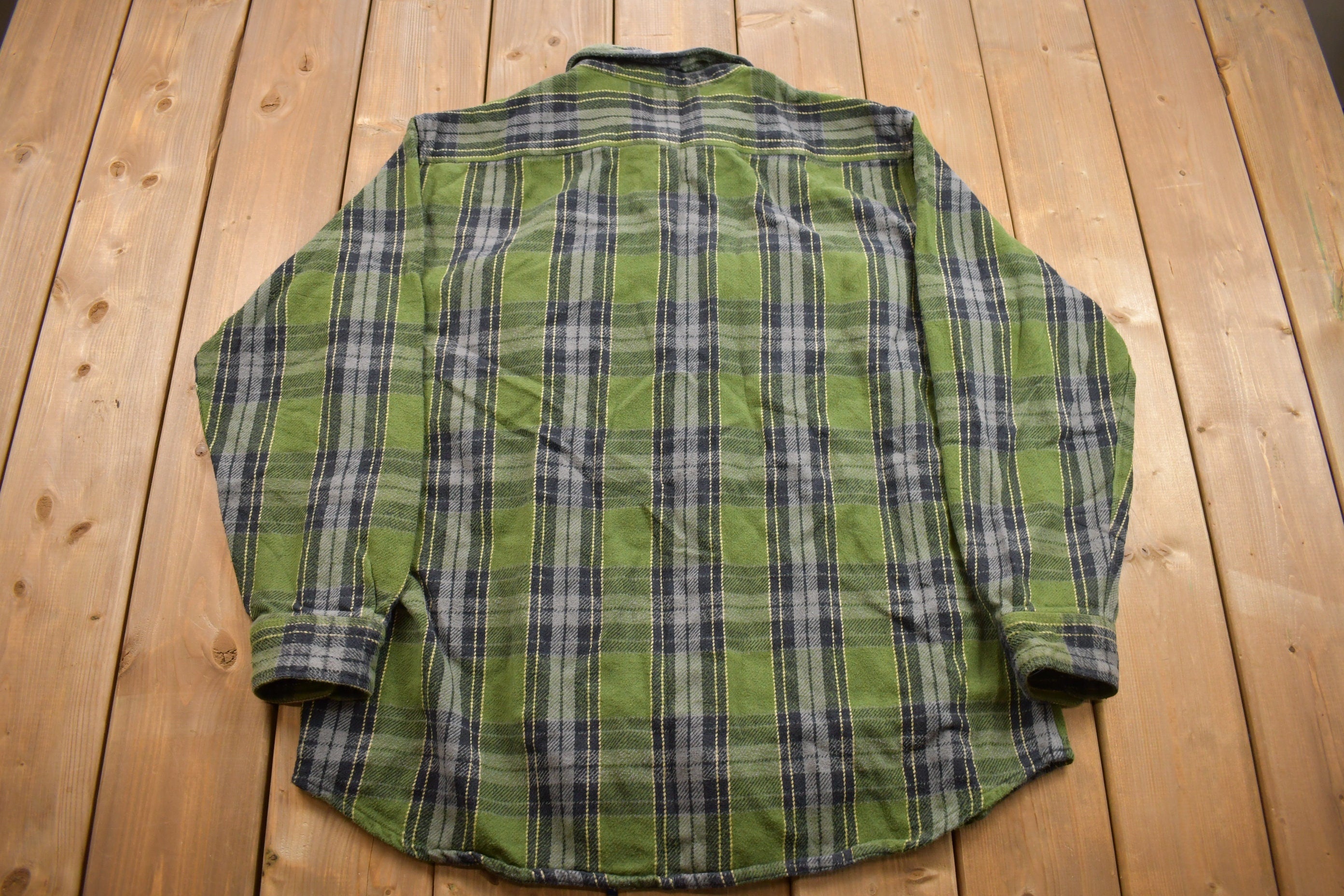 Vintage 1990s 100% Cotton Striped Plaid Flannel Button Up Shirt
